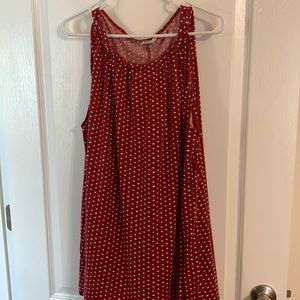 Red and white polka dot sleeveless top